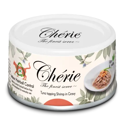 Cherie 80g Hairball Control Tuna topping Shrimp in Gravy вологий корм для котів контроль утворення грудочок шерсті зі шматочками тунця та креветок в соусі