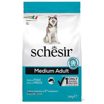 Schesir Dog Medium Adult Fish ШЕЗІР ДОРОСЛИЙ СЕРЕДНІХ РИБА сухий монопротеїновий корм для собак середніх порід 3 кг
