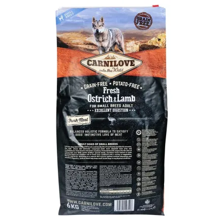 Сухий корм Carnilove Fresh Ostrich &amp; Lamb для дорослих собак дрібних порід, ягня та страус, 6 кг — Фото 3