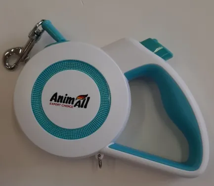 Повідець-рулетка AnimAll Reflector для собак вагою до 25 кг, 5 м, блакитно-біла