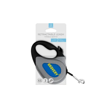 Повідець-рулетка для собак WAUDOG R-leash, малюнок "Сміливість", XS, до 12 кг, 3 м, світловідбиваюча стрічка чорний — Фото 3