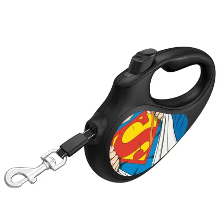 Повідець-рулетка для собак WAUDOG R-leash, малюнок "Супермен Герой", S, до 15 кг, 5 м, світловідбиваюча стрічка чорний — Фото 2