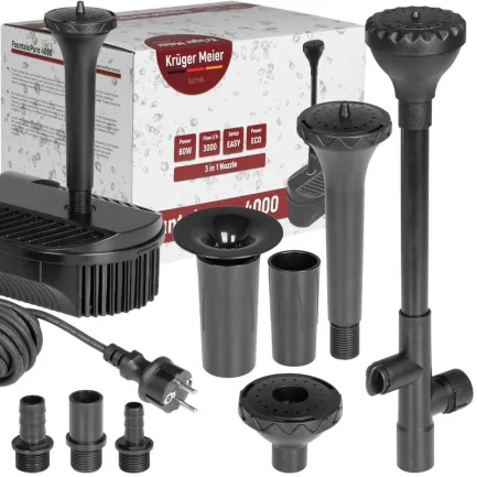 Фонтан-фільтр для ставка Kruger Meier FountainPure 4000 — 3 в 1: насос, фільтр, фонтан (3000 л/год) — Фото 2