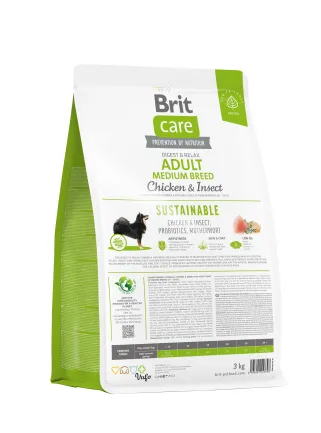 Сухий корм Brit Care Dog Sustainable Adult Medium Breed для собак середніх порід, з куркою та комахами, 3 кг — Фото 2