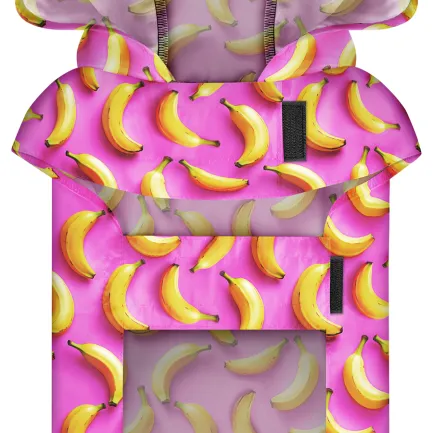 Дощовик-накидка з капюшоном для собак WAUDOG Clothes, малюнок "Банани на рожевому", S, А 32-35 см, B 41-52 см, С 26-33 см — Фото 3