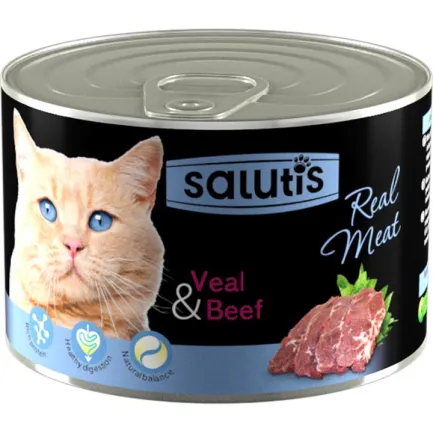 Salutis (Салютис) Real Meat Veal Beef консерва для котів з телятиною, 190 г