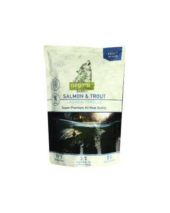 ISEGRIM Pouch Roots Salmon &amp; Trout 410 г Вологий корм для собак. Лосось та форель з топінамбуром, сафлоровим маслом та травам