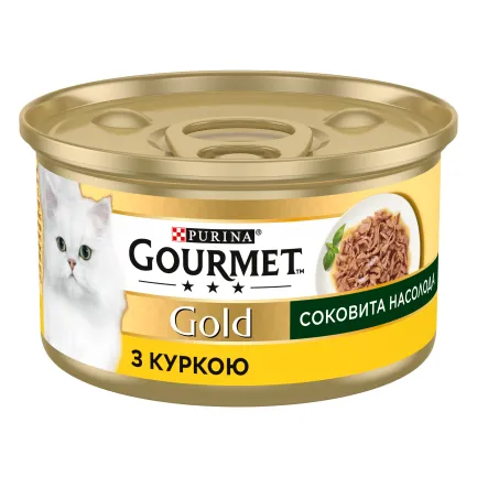 Вологий корм GOURMET Gold "Соковита насолода" для дорослих котів з куркою 85 г — Фото 1