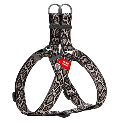 Шлея для собак WAUDOG Nylon з QR паспортом, малюнок &amp;quot;Змія&amp;quot;, пластиковий фастекс, XL, Ш 35 мм, А=В 70-100 см