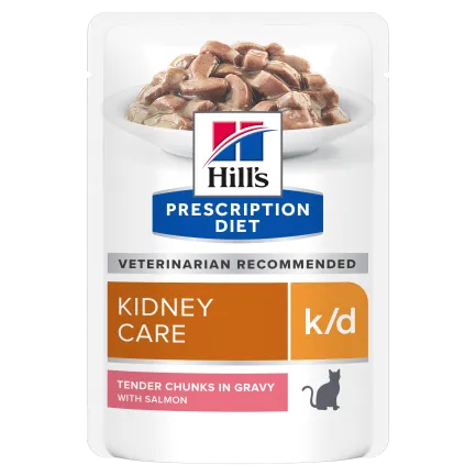 Hill’s Prescription Diet k/d Вологий корм для котів підтримка функції нирок, з лососем, пауч, 85 г