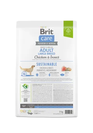 Сухий корм Brit Care Dog Sustainable Adult Large Breed для собак великих порід, з куркою та комахами, 3 кг — Фото 4