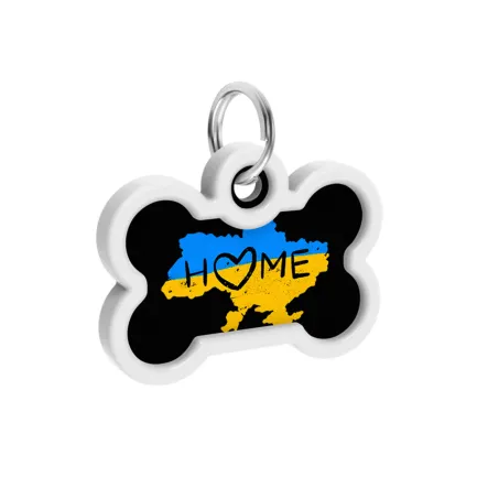 Адресник для собак і котів металевий WAUDOG Smart ID з QR паспортом, малюнок "Дім", кістка, Д 40 мм, Ш 28 мм — Фото 3