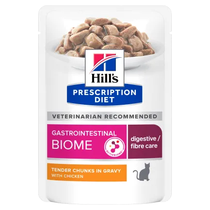 Hill’s Prescription Diet Gastrointestinal Biome Вологий корм для котів при захворюваннях шлунково-кишкового тракту, з куркою, пауч, 85 г
