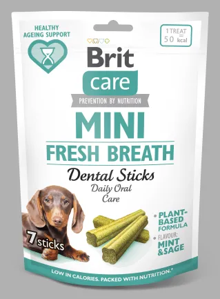 Ласощі Brit Care Mini Treats Fresh Breath для собак малих порід, для свіжого подиху й здоров’я зубів, 7 шт / 120 г — Фото 1