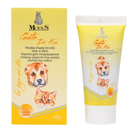 Паста Др. КІС ХеірСкін (Paste Dr.KIS Hair &amp; Skin) для покращення стану шерсті та шкіри котів та собак 50 г, MODES — Фото 1