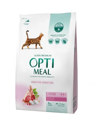 OPTIMEAL сухий корм для котів з чутливим травленням - ягня 4 кг