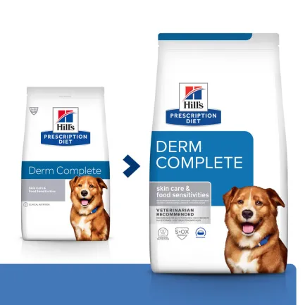 Hill’s Prescription Diet Derm Complete Сухий корм для собак при харчовій алергії та атопічному дерматиті, 4 кг — Фото 1