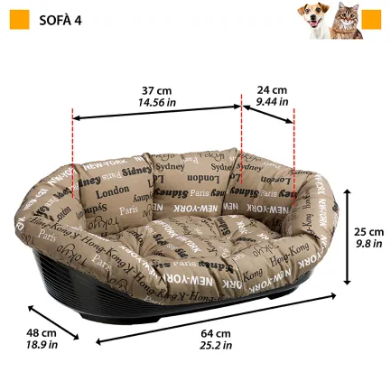 Ferplast SOFA' 4 Місце д/собаки пластик+чохол (бавовна) — Фото 1