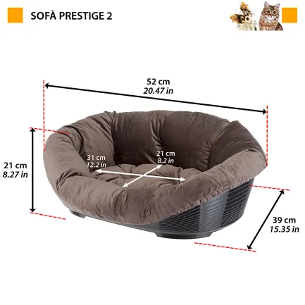 Ferplast SOFA' PRESTIGE 2 Місце д/тварин пластик+ м'який чохол,сірий — Фото 1