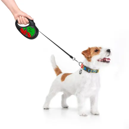 Повідець-рулетка для собак WAUDOG R-leash, малюнок "Калина", S, до 15 кг, 5 м, світловідбиваюча стрічка чорний — Фото 5