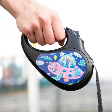 Повідець-рулетка для собак WAUDOG R-leash, малюнок "Рік та Морті 1", L, до 50 кг, 5 м, світловідбиваюча стрічка чорний — Фото 5