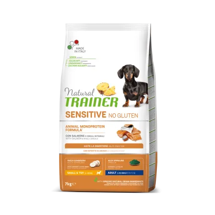 Natural Trainer Dog Sensitive Adult Mini сухий корм для дорослих собак дрібних порід без глютену з лососем 7 кг
