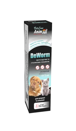 Суспензія AnimAll VetLine DeWorm антигельмінтний препарат для цуценят та кошенят, 5 мл