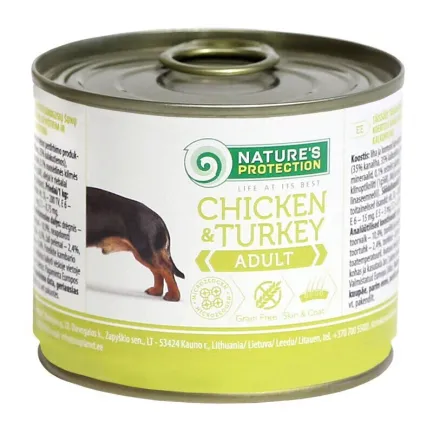 Вологий корм для дорослих собак всіх порід з куркою та індичкою Nature's Protection Adult Chicken&amp;Turkey 200г
