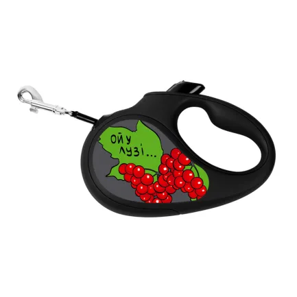 Повідець-рулетка для собак WAUDOG R-leash, малюнок "Калина", XS, до 12 кг, 3 м, світловідбиваюча стрічка чорний — Фото 5