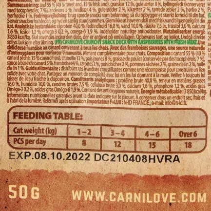 Ласощі Carnilove Cat Crunchy Snack для котів, качка та малина, 50 г — Фото 2