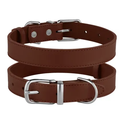 Нашийник для Собак Шкіряний BronzeDog Classic з Хромованою Фурнітурою Коричневий S