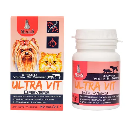 Ультра Віт Бреверс (Ultra Vit Brewers) вітамінно-мінеральні комплекси для собак та котів 140шт*0,5г, MODES — Фото 1