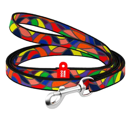Повідець для собак нейлоновий WAUDOG Nylon, малюнок "Вітраж", Ш 10 мм, Дов 122 см
