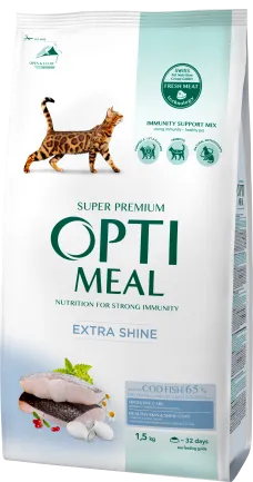 OPTIMEAL™. Повнораціонний сухий корм для дорослих котів з високим вмістом тріски, 1,5 кг