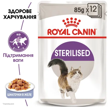 Вологий корм Royal Canin STERILISED JELLY для котів всіх порід 85 г — Фото 1
