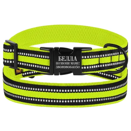 Нашийник для Собак BronzeDog Mesh з Металевою Пряжкою Лимонний XL