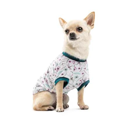 Футболка Pet Fashion Flora для собак бавовна трикотаж білий з квітковим принтом L — Фото 1