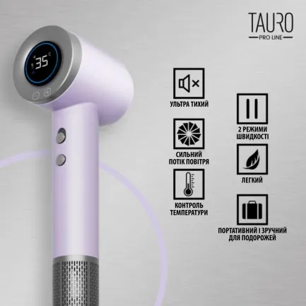 Tauro Pro Line Ручний фен для сушіння шерсті домашніх тварин з технологією генерації негативних іонів з вилкою ЄС, білий — Фото 4