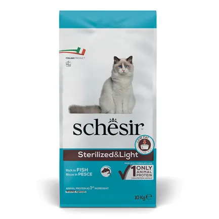 Schesir Cat Sterilized &amp; Light ШЕЗІР СТЕРИЛІЗОВАНІ ЛАЙТ РИБА сухий монопротеїновий корм для стерилізованих котів, для котів схильних до повноти 10 кг