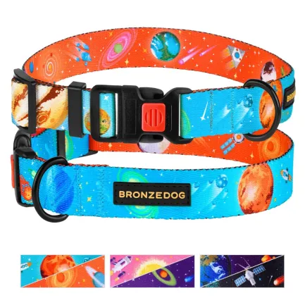 Нашийник для собак BronzeDog Urban Cosmos нейлоновий з пластиковою пряжкою Блакитний XL — Фото 3