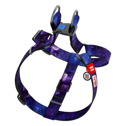 Шлея для собак WAUDOG Nylon з QR паспортом, малюнок "NASA21", пластиковий фастекс, XL, Ш 35 мм, А=В 70-100 см — Фото 1