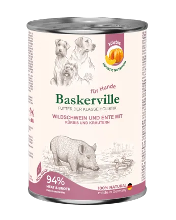 Baskerville HF Holistic Wildschwein und Ente Mit Kurbis. Кабан і качка з гарбузом для собак, 400 г