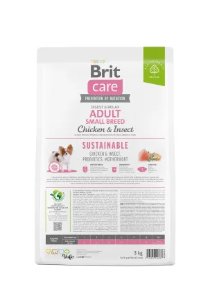 Сухий корм Brit Care Dog Sustainable Adult Small Breed для собак малих порід, з куркою та комахами, 3 кг — Фото 3