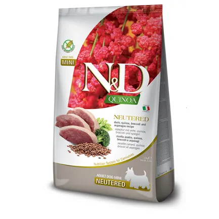Сухий корм Farmina N&amp;D Quinoa Duck, Brocooli &amp; Asparagus Neutered для дорослих стерил. собак дрібних порід, качка, кіноа, броколі та спаржа, 7 кг
