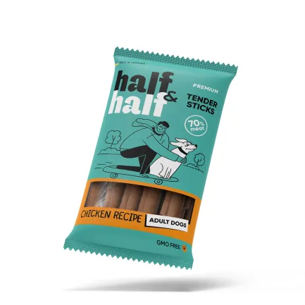 Ласощі для собак Half&amp;Half у формі м'ясних паличок з куркою, 100 г