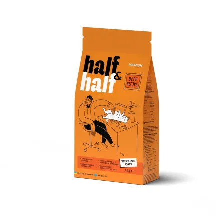 Сухий корм Half&amp;Half для стерилізованих котів, з яловичиною, 2 кг