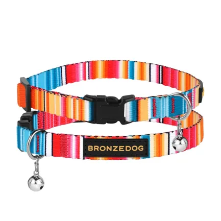 Нашийник для Котів BronzeDog Urban West Нейлоновий з Пластиковою Пряжкою та Дзвіночком Червоний XS