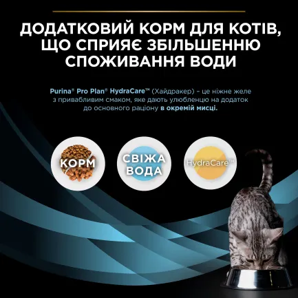 Вологий додатковий корм PRO PLAN Hydra Care для дорослих котів для збільшення споживання води та зниження концентрації сечі 10х85 г — Фото 7