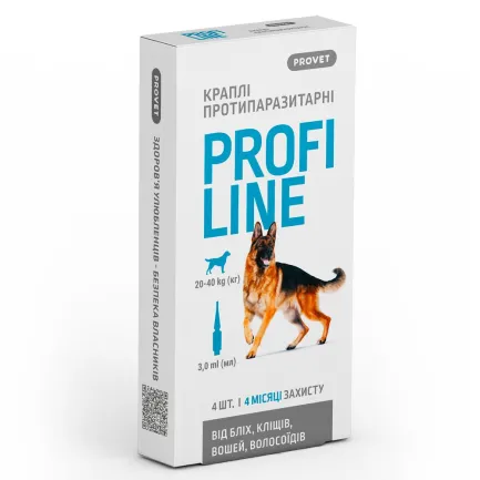 Краплі Provet Profiline для собак 20-40 кг, 4 піпетки по 3,0 мл (інсектоакарицид)