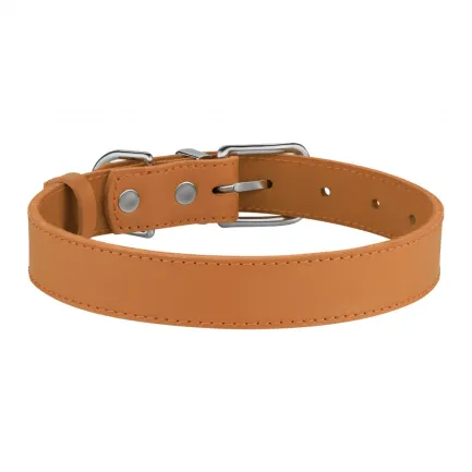 Нашийник для Собак Шкіряний BronzeDog Classic з Хромованою Фурнітурою Гірчичний 2XS — Фото 2